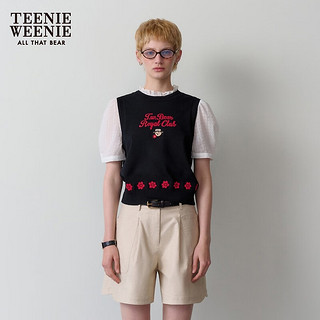 Teenie Weenie小熊2024年夏季拼接款针织提花少女感时尚女 黑色 175/XL