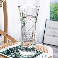 极度空间 玻璃花瓶客厅摆件桌面装饰水培插花透明玻璃花瓶圆口富贵竹