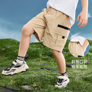 ASK JUNIOR男童工装短裤2024夏季中大童轻薄耐磨塔丝隆中裤运动儿童裤子 卡其色 150
