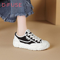 D:Fuse 迪芙斯 星期六集團迪芙斯女鞋2024新款厚底增高復古休閑帆布鞋女時裝板鞋