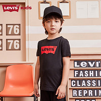 Levi's 李维斯童装男童短T儿童短袖T恤男孩夏季上衣 正黑色 150(M)