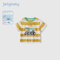 JELLYBABY男童T恤夏季儿童圆领短袖5A抗菌条纹宽松百搭休闲风6男宝宝上衣夏