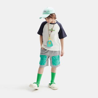 马骑顿（MQD）MQD童装男童2024夏季学院风针织五分裤中大儿童运动短裤洋气 麻灰 130cm
