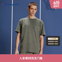 ChampionT恤2024春夏新款美式复古做旧风刺绣logo短袖上衣男 卡其色 L