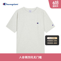 Champion短袖男2024夏季刺绣小Clogo休闲纯棉T恤简约潮牌 米白色 S