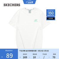 斯凯奇(Skechers)简约透气针织百搭运动上衣L223U046 棉花糖白/0074 M