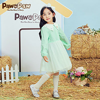 Paw in Paw PawinPaw卡通小熊童装春女童连衣裙格子网纱长袖裙柔软