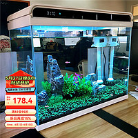 SUNSUN 森森 超白玻璃魚缸客廳小型家用水族箱生態免換水過濾制氧金魚缸 智能300超白魚缸 內置棉和濾材
