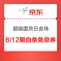 20点开始：京东 超级国货日会场 领6/12期白条免息券