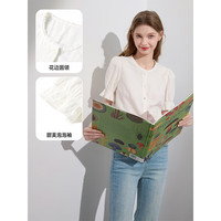 三彩2024春季提花衬衫圆领花边初恋感衬衣短款泡泡袖减龄甜美 奶白色 170/92A/XL