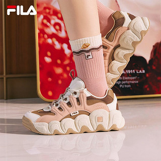 FILA 斐乐可颂鞋复古运动鞋女冬休闲鞋老爹鞋 雾玫瑰/棕土色-MR 35.5