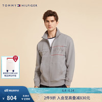 TOMMY HILFIGER男装通勤签字体刺绣合身版立领拉链开襟卫衣外套78J8940 灰色P8F 2XL XXL