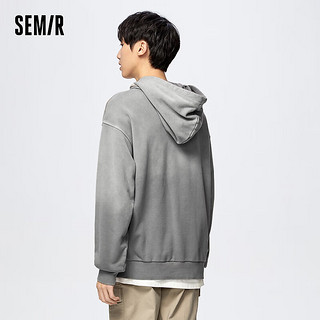 森马（Semir）卫衣男宽松连帽字母刺绣春秋季渐变上衣 茶灰20716 185/100A/XXL