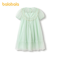 88VIP：巴拉巴拉 儿童连衣裙2024新款夏装大童女童裙子国风纱裙甜美泡泡袖