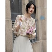 德玛纳 dme【线条建筑印花衬衫】夏复合丝花瑶布衬衣女装上衣