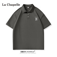 La Chapelle polo衫男短袖夏季时尚休闲宽松透气翻领户外百搭上衣t恤男 梦想D#深灰色 XL