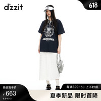DZZIT地素短袖T恤2024夏季新款美式复古印花设计上衣女