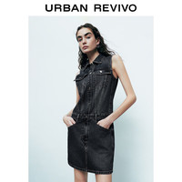URBAN REVIVO 女士复古休闲无袖洗水牛仔连衣裙 UWV840172 蓝色 S
