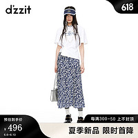 DZZIT【情绪T】地素短袖T恤2024夏季英文刺绣工艺复古上衣女 白色 M