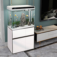 SUNSUN 森森 鱼缸超白玻璃金鱼缸客厅桌面家用水族箱带鱼缸灯增氧水泵 HE600鱼缸+豪华底柜