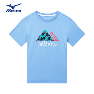 美津浓（MIZUNO）Mizuno儿童短袖T恤2024夏季男童女童百搭舒适休闲上衣t 群青 160cm (身高155-160cm)