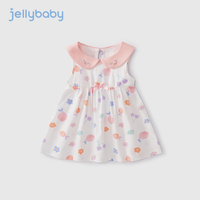 JELLYBABY女宝宝夏季裙子婴幼童纯棉公主裙夏款无袖背心裙夏女童碎花连衣裙