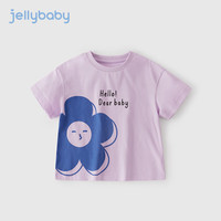 JELLYBABYjellybaby女童衣服夏装大童夏季上衣时尚宝宝夏季6儿童短袖t恤 女 紫色 1