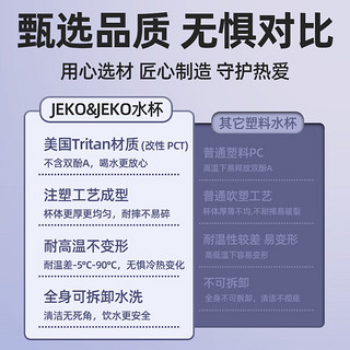 JEKO&JEKO儿童水杯幼儿园夏季水壶吸管杯直饮小宝宝上学塑料杯绿色 【一盖双饮】700mL露营小分队