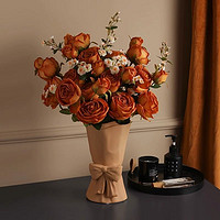 BHM 貝漢美 高級玫瑰花絹花北歐仿真花束輕奢客廳室內裝飾套裝花藝擺件