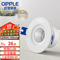 OPPLE 歐普照明 LED嵌入鋁材射燈無可視頻閃背景裝飾射燈 鉑鉆系列金屬款 4W白色暖白光 LTH0104004