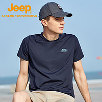 Jeep 吉普 官方夏季冰絲T恤男士戶外透氣速干短袖寬松大碼休閑圓領半袖