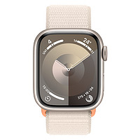 Apple 蘋果 Watch Series 9；星光色鋁金屬表殼；星光色回環式運動表帶