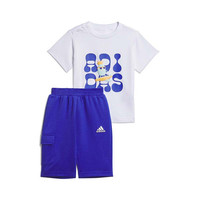 阿迪达斯 (adidas)夏季男童宝宝棉质运动休闲T恤短袖套装IT1770 白色 A/98