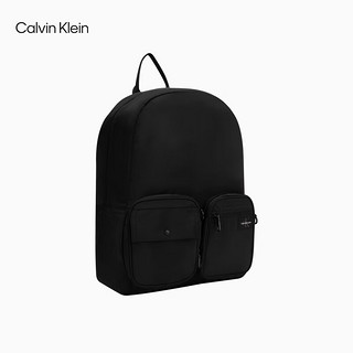 Calvin Klein Jeans24早秋男士经典ck布标户外旅行大容量通勤双肩包HH4108 UB1-太空黑 OS