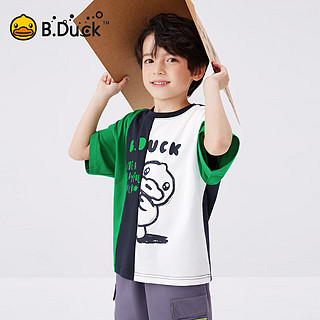 B.Duck小黄鸭童装男童凉感T恤短袖夏装中小童儿童透气半袖上衣 绿色 150cm