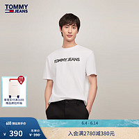TOMMY JEANS24早秋男女纯棉美式复古撞色印花短袖T恤DM0DM18526 白色YBR XS （：100-120斤）