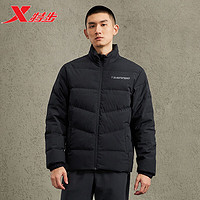 XTEP 特步 三防|立领羽绒服男2023年冬季新款防风保暖外套休闲运动上衣 正黑色 XL