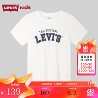 Levi's李维斯童装儿童短袖T恤24夏男童复古贴布上衣 明亮白 120/60(6)