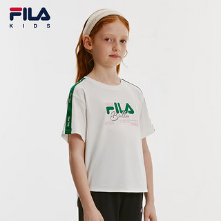 FILA【舒爽棉】斐乐童装儿童上衣2024女中大童透气短袖T恤 云菇白-WT 140cm