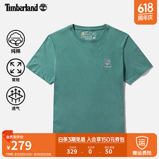 Timberland 男款短袖T恤24春夏户外休闲透气|A42YU A42YUCL6/蓝绿色 XL