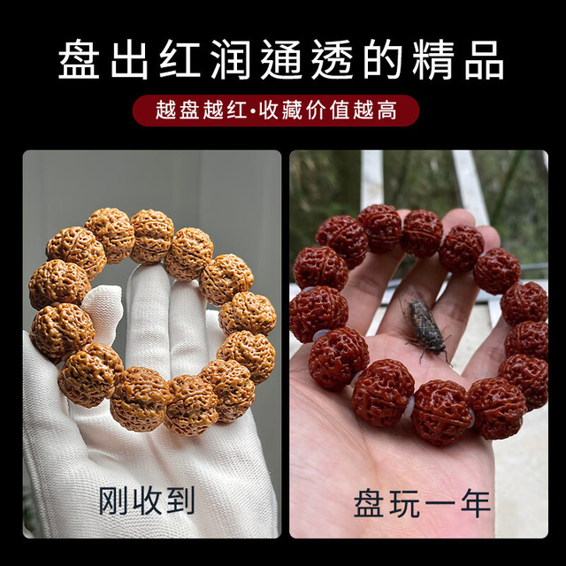彩荷五星蜂王满肉大金刚菩提手串男士文玩菩提子原籽盘玩佛珠