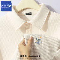 JEANSWEST Z+真维斯Z+华夫格POLO衫男翻领纽扣上衣宽松休闲夏天短袖T恤 杏色鲸鱼尾巴 M