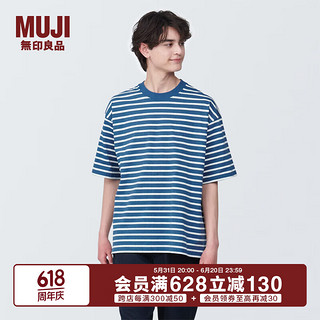 无印良品（MUJI） 男式 水洗 粗棉线 圆领 五分袖T恤