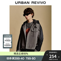 UR秋冬男装时尚休闲撞色连帽抽绳宽松棉服外套UMV130033 中灰 S(XS-S)