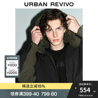 UR秋冬男装潮酷高街设计感工装风撞色连帽棉服UMV130037 正黑 M(M-L)