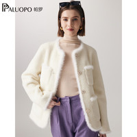 帕罗（PALUOPO）秋冬女士颗粒绒100%绵羊毛短外套