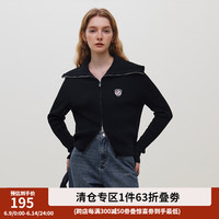 范思蓝恩23FS14197休闲百搭学院感针织开衫秋冬徽章毛衣 浅灰色 XS