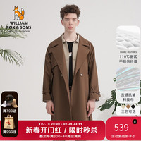 William fox&sons威廉福克斯设计师款/立体剪裁风衣男腰带装饰层次感休闲长款外套 咖色 M/48 M /48
