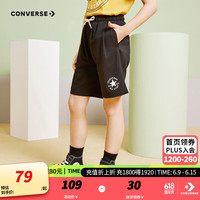 匡威(Converse)儿童装男童裤子夏季纯棉运动短裤外穿星标宽松工装裤子 正黑色 120cm/6