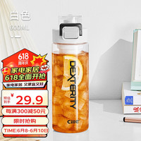 希乐大容量运动水杯tritan材质泡茶杯男女户外随手杯塑料杯夏季 雪球白600ml【tritan+茶隔】